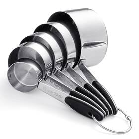 Huq-funnymoom-4260 Funnymoom 5 Pcs 1/8 1/4 1/3 1/2 1 Cup Pet Scoops As Shown Silver/black