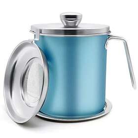Fwiexa 791541331677 Bacon Grease Container 2l Stainless Steel Oil Storage Can With Straine
