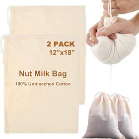 M-m-ft-5874018 Fxhdc-m 2 Pack Large Cheese Cloth Bags For Straining Cotton Muslin Nut Milk Bag