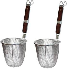 52010 G Life 2-pack Stainless Steel Noodle Strainer Basket With 5.5 Inch Diameter Wood