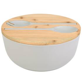 Gehe 766472182612 Bamboo Fiber Salad Bowl With Servers Set - Large 9.8 Inches Mixing Bowls Soli