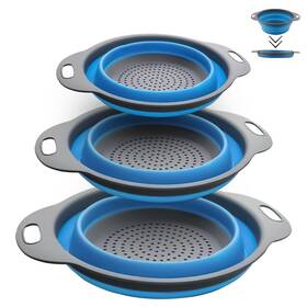 Giant Stone Tec 797430706465 3-packs Collapsible Colander Basket Set With Handles 3 Size For Washing Dra Inch