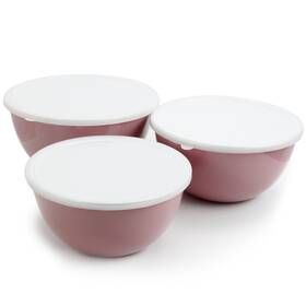 Gibson Home 085081480996 Plaza Cafe 3 Piece Nesting Mixing Bowl Set In Purple