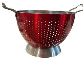 23456 Gibson Home Red Stainless Steel Colander 7.5 Inch T X 9.5 W - Adds A Pop Of Color