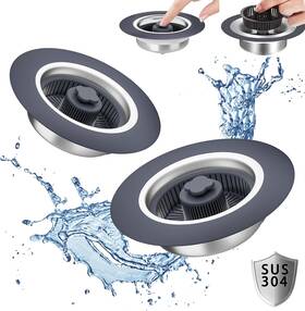 Hkht0183-n1 Ginbel Direct 2 Pack 3 In 1 Kitchen Sink Drain Strainer Stopper With Basket Plug Pop Up 304