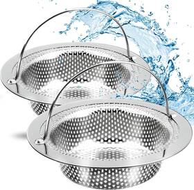 Giramika 744759882400 2 Pack Kitchen Sink Drain Strainer With Handle Stainless Steel Large Si