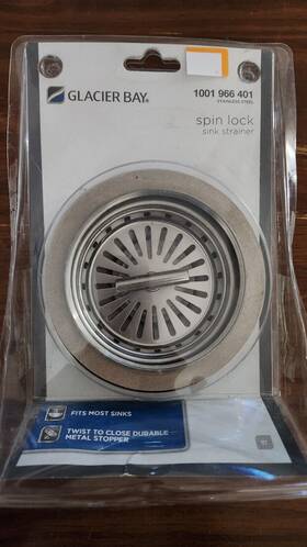 1001-966-401 Glacier Bay 820633953029 Spin Lock Sink Strainer Fits Most Sinks Stainless Steel
