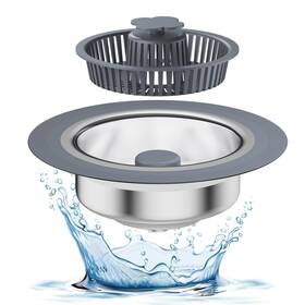 K5-15 Gniyuix 3-in-1 Stainless Steel Kitchen Sink Strainer Stopper Pop Up 3-1/2 Inch Drain