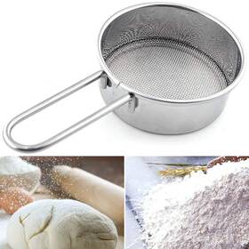 Goeielewe 784139766005 Stainless Steel Strainer With Long 4.5x2.5x0.9 Inches Silver