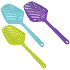 Goeielewe 791719174099 3-pack Food Scoop Colander Strainer Slotted Spoon With Handle Plast