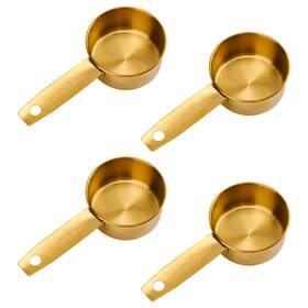 1086904 Goktvai 4pcs 1/4 Gold Measuring Cup Scoops 60ml Stainless Steel Metal M