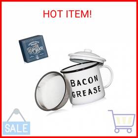 Golden Hills Mercantile 748528534378 Bacon Grease Saver With Strainer - Rustic Mid-century Modern Farmhouse Design W Golden Hills Mercantile 748528534378 Bacon Grease Saver With Strainer - Rustic Mid-century Modern Farmhouse Design W