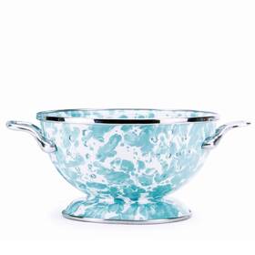 Golden Rabbit 619199240458 Enamelware - 1 Quart Petite Colander Sea Glass Swirl Golden Rabbit 619199240458 Enamelware - 1 Quart Petite Colander Sea Glass Swirl