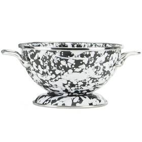 Golden Rabbit 619199241349 Enamelware 1 Quart Petite Colander Black Swirl