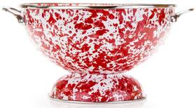 Golden Rabbit 619199257562 Enamelware - 5 Quart Larger Colander Red Swirl