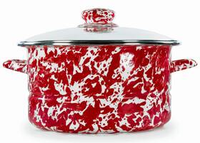 Rd72 Golden Rabbit Enamelware Soup Or Stock Pot 6 Quart Red Swirl