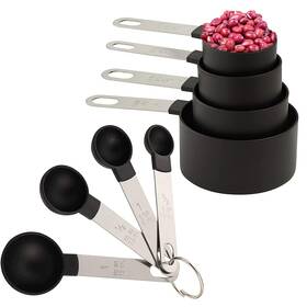 Goldenplayer 753532349719 8 Pieces Measuring Cups And Spoons Set/nesting With Dark Gray