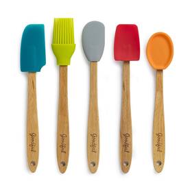 Goodful 741393556209 Silicone And Beechwood Mini Kitchen Utensil Set Great For Cooking B