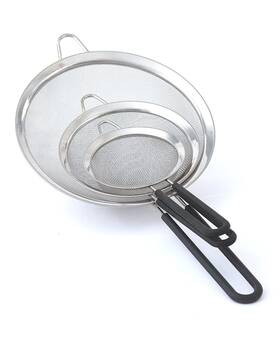204681 Gourmet Home Graduated Stainless Steel Mesh Strainer Set - Black Of 3