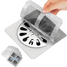 Bxh-lxm-grey-20p-guo-lv Gozantine 20 Pack Disposable Shower Drain Hair Catcher Mesh Stickers Floor Stick