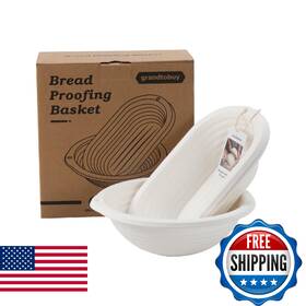 B0dynwp93c Grandtobuy Pulp Round Sourdough Banneton Basket Set 2 With Linen For Artisan Bread Proofing