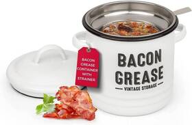 Granrosi 719689109660 Bacon Grease Can Storage Container With Strainer New In Box White