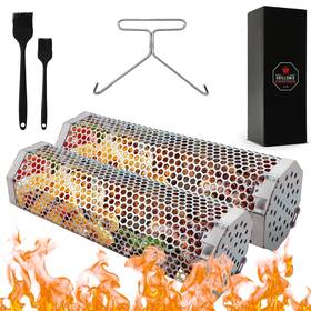 Go-asku-0001-b Grillonix Octagonal Grill Baskets Stainless Steel Silver 2-piece Nesting Set For Veg