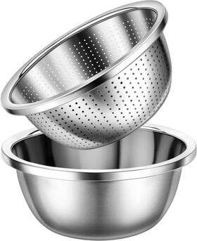Gulex 313020031009 Colander 304 Stainless Steel 3-quart With Mixing Bowls Strainer For Kitchen Foo Gulex 313020031009 Colander 304 Stainless Steel 3-quart With Mixing Bowls Strainer For Kitchen Foo
