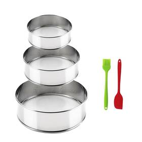 Gurlideo 795847723327 3pcs Sieve Fine Mesh With Brush Stainless Steel Round Sifter For Baking Flour