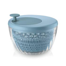 Guzzini 826242318280 10 Inch Salad Spinner With Lid - Matte Blue Wash Spin And Dry Vegetables Fruits