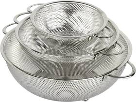 H Lm 696536998210 3-piece Stainless Steel Mesh Micro-perforated Strainer Colander Set 1-quart And