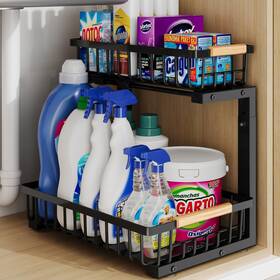 Zwj2201 Hahaemall Under Sink Organizer Storage For Families Pull Out 1 Pack Black