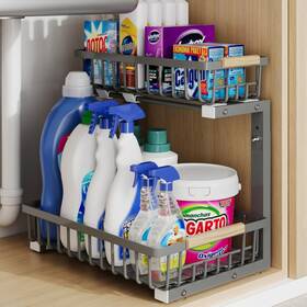 Zwj2203 Hahaemall Under Sink Organizer Storage For Families Pull Out 1 Pack Gray