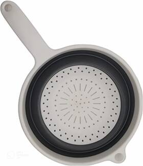 515241 Handy Housewares 8 Inch Round Space Saving Collapsible Silicone Kitchen Colander Food Strainer Wit