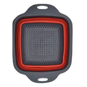 Handy Housewares 690770868384 Space Saving Collapsible Silicone Kitchen Colander Food Strainer Red