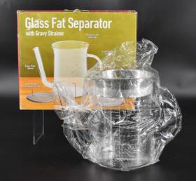 43786 Harold Import New Company Hic Glass Fat Separator With Gravy Strainer 4 Cup