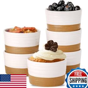 B0chrw7dzh Hasense Ramekins 8 Oz Oven Safe Porcelain Dessert Bowls Set Of 6 Crem