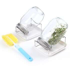 Haswe 767675929288 Sprouting Jar Kit - 2 Wide Mouth Mason Jars With 316 Stainless Steel Screen S