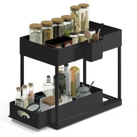 Hearth & Harbor 840284535597 And 2-tier Under Sink Organizer Black Pull-out - 1 Pack