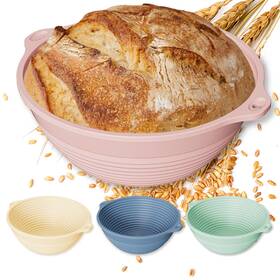 B0fgxxjb4y Hebeicrmy 4 Pcs Silicone Sourdough Bread Proofing Basket With Handles - Reinforced 9-inch