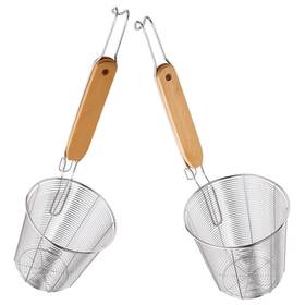 9b0463192ptk Hemoton 2pcs Kitchen Spider Strainer Mesh Pasta Basket With Wooden Handle Stainless