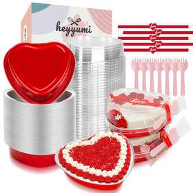 B09ltmt2bm Heyyumi 25pc 9oz Disposable Aluminum Foil Mini Heart Cake Pans With Lids