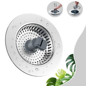 1phkd-218-c Hibbent Universal 3 In 1 Kitchen Sink Drain Strainer With Stopper Stainless Ste