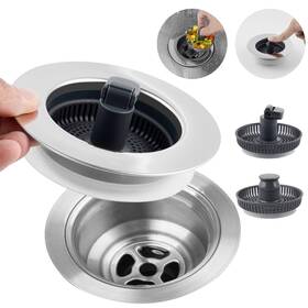 1phkd-228-ba02-001-c Hibbent 3 In 1 Kitchen Sink Drain Strainer Stainless Steel Wrapped Shell Stopp