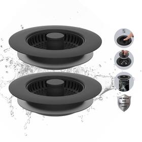 2phkd-11s0p-001-mb Hibbent 2 Pack All Metal Stainless Steel 3 In 1 Kitchen Sink Drain Strainer Upgraded