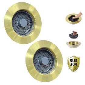 2phkd-sb0120p-001-bg Hibbent 2 Pack Upgraded 3 In 1 Kitchen Sink Drain Strainer And Stopper Combo Stainle