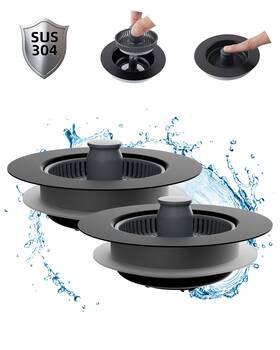 2phkd-sb0120p-001-mb Hibbent 2 Pack 3 In 1 Kitchen Sink Drain Strainer And Stopper Combo Stainless Steel