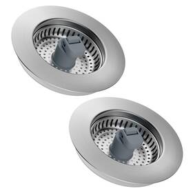 2phkd-ss11a8z-001 Hibbent 2 Pack 3 In 1 Kitchen Sink Drain Strainer Stainless Steel Wrapped Shell Drai