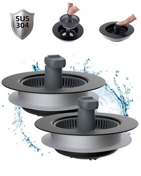 Hkd-sb0128z-001-mb Hibbent 3-in-1 Kitchen Sink Drain Strainer Stopper Combo Matte Black Stainless