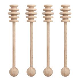 21002 Hic Kitchen 781723100245 Honey Syrup Dipper Server Stick Beechwood Fsc-certified Respon